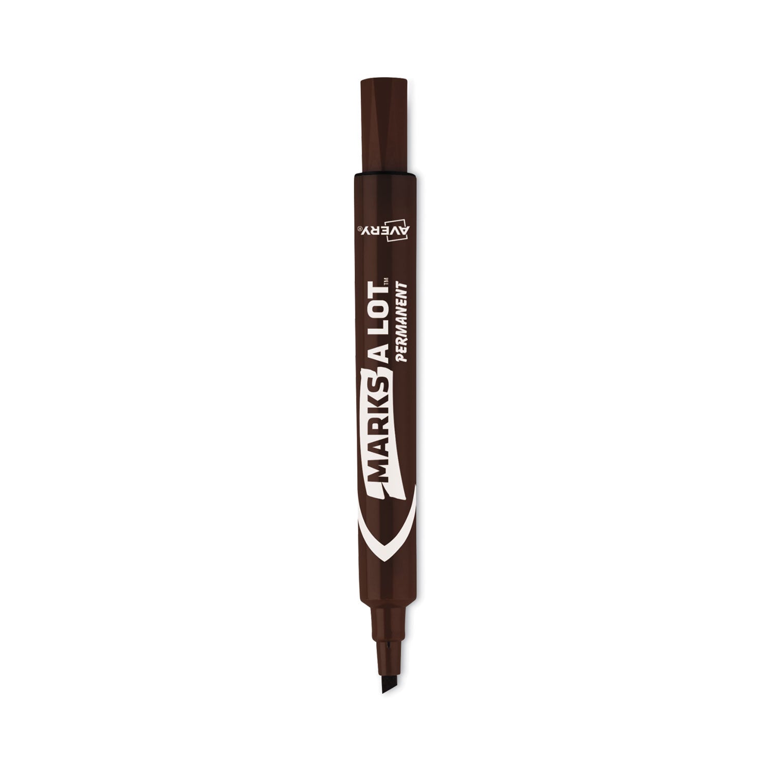Avery® Marks A Lot Large Desk-Style Permanent Marker, Broad Chisel Tip, Brown, Dozen (8881)