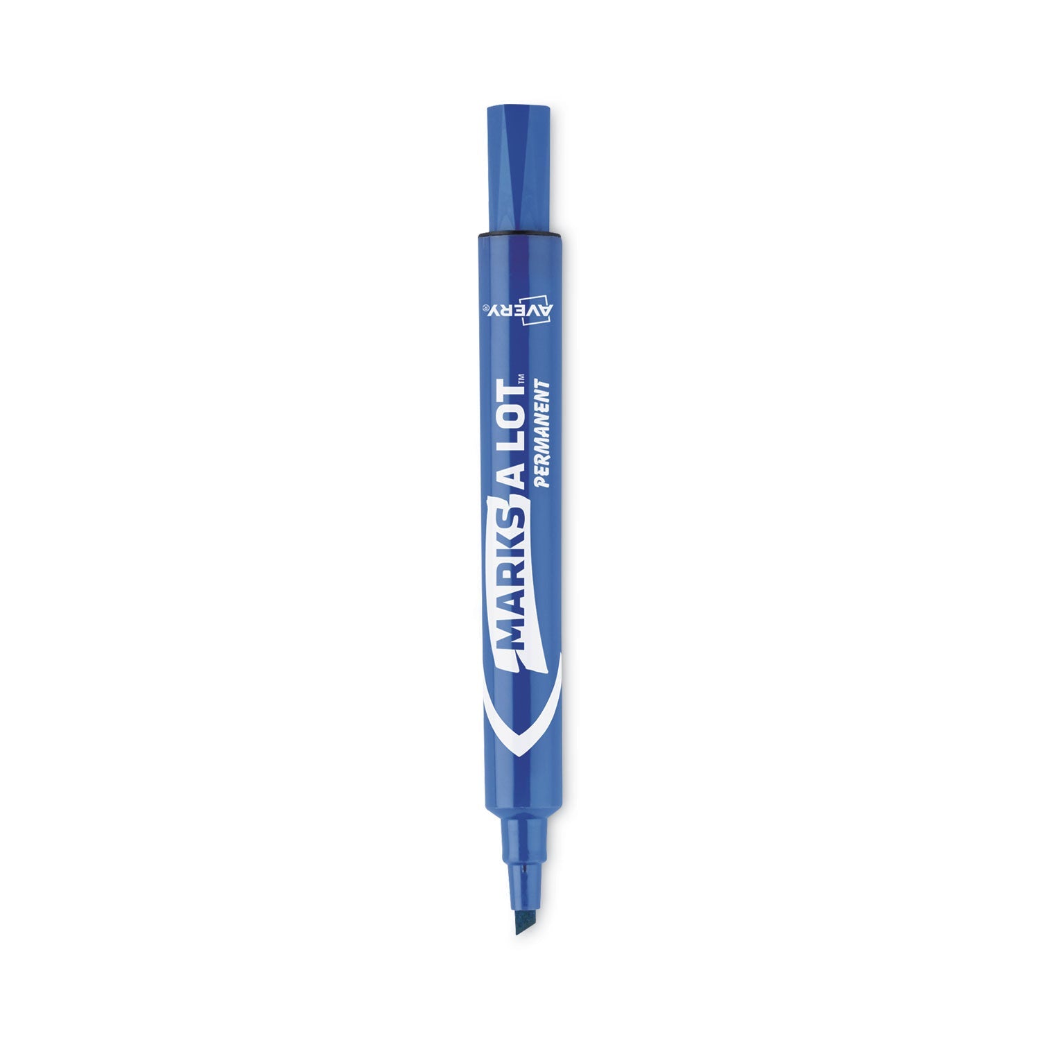 Avery® Marks A Lot Large Desk-Style Permanent Marker, Broad Chisel Tip, Blue, Dozen (8886)