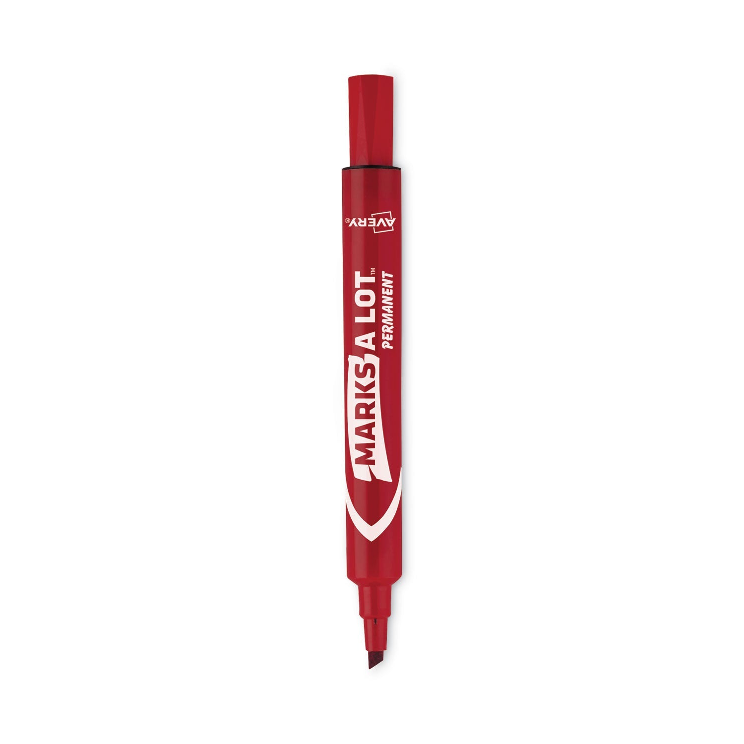 Avery® Marks A Lot Large Desk-Style Permanent Marker, Broad Chisel Tip, Red, Dozen (8887)