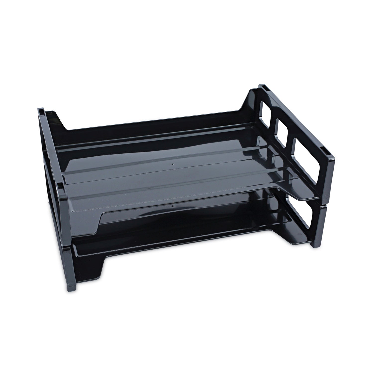 Side Load Desk Trays | 2-Section, Black, Recycled