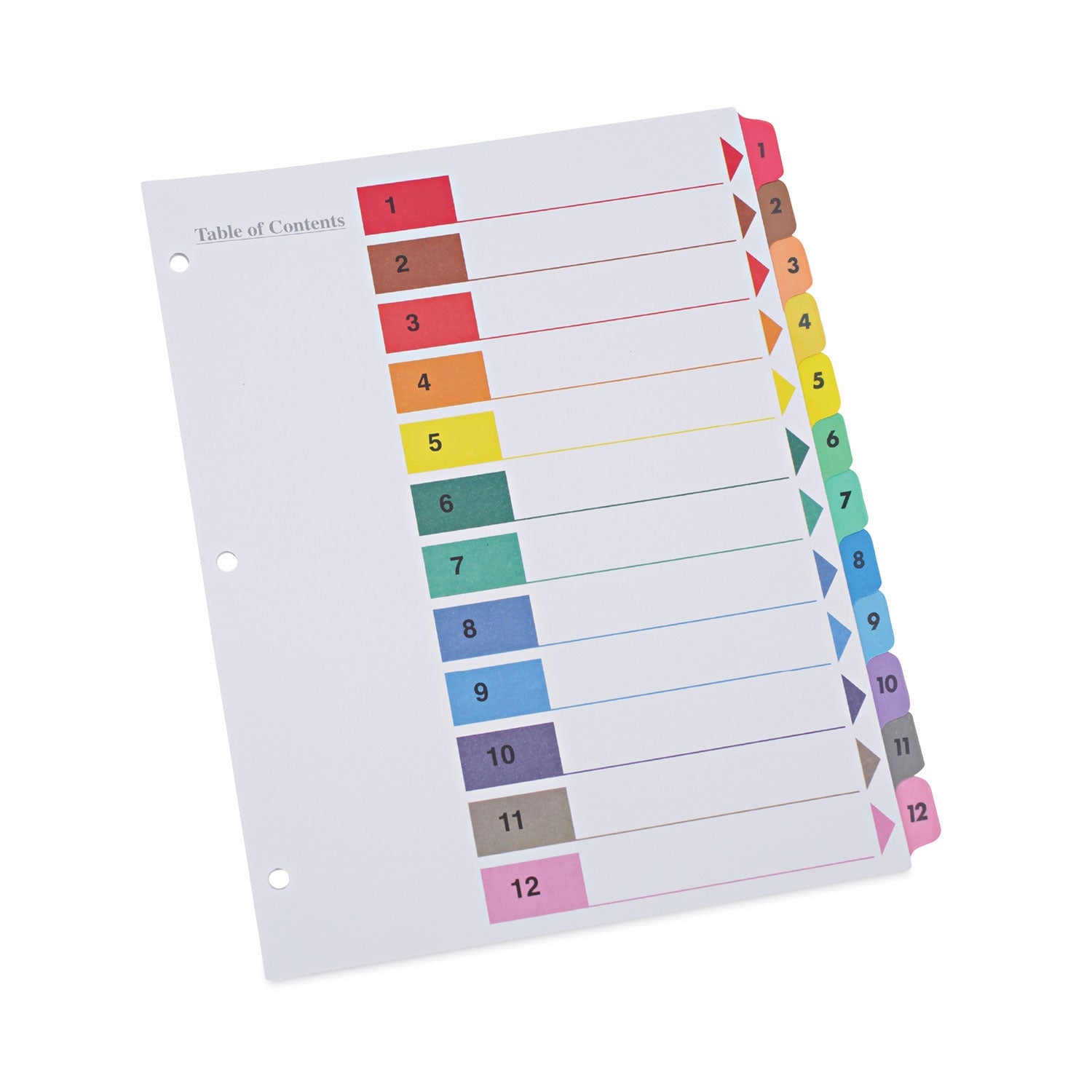 Table Of Contents Dividers For Printers | 12-Tab