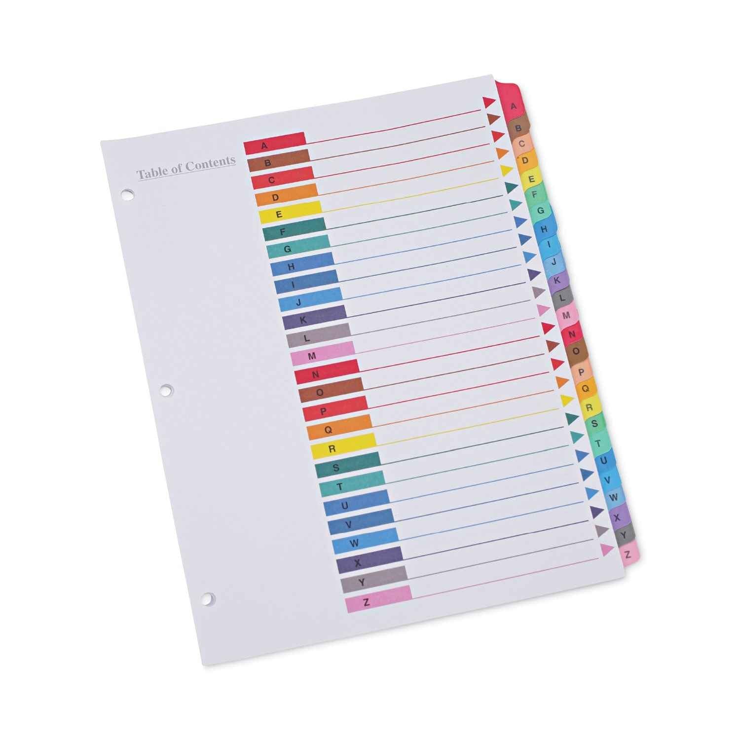 Universal® Deluxe Table Of Contents Dividers For Printers, 26-Tab, A To Z, 11 X 8.5, White, 1 Set