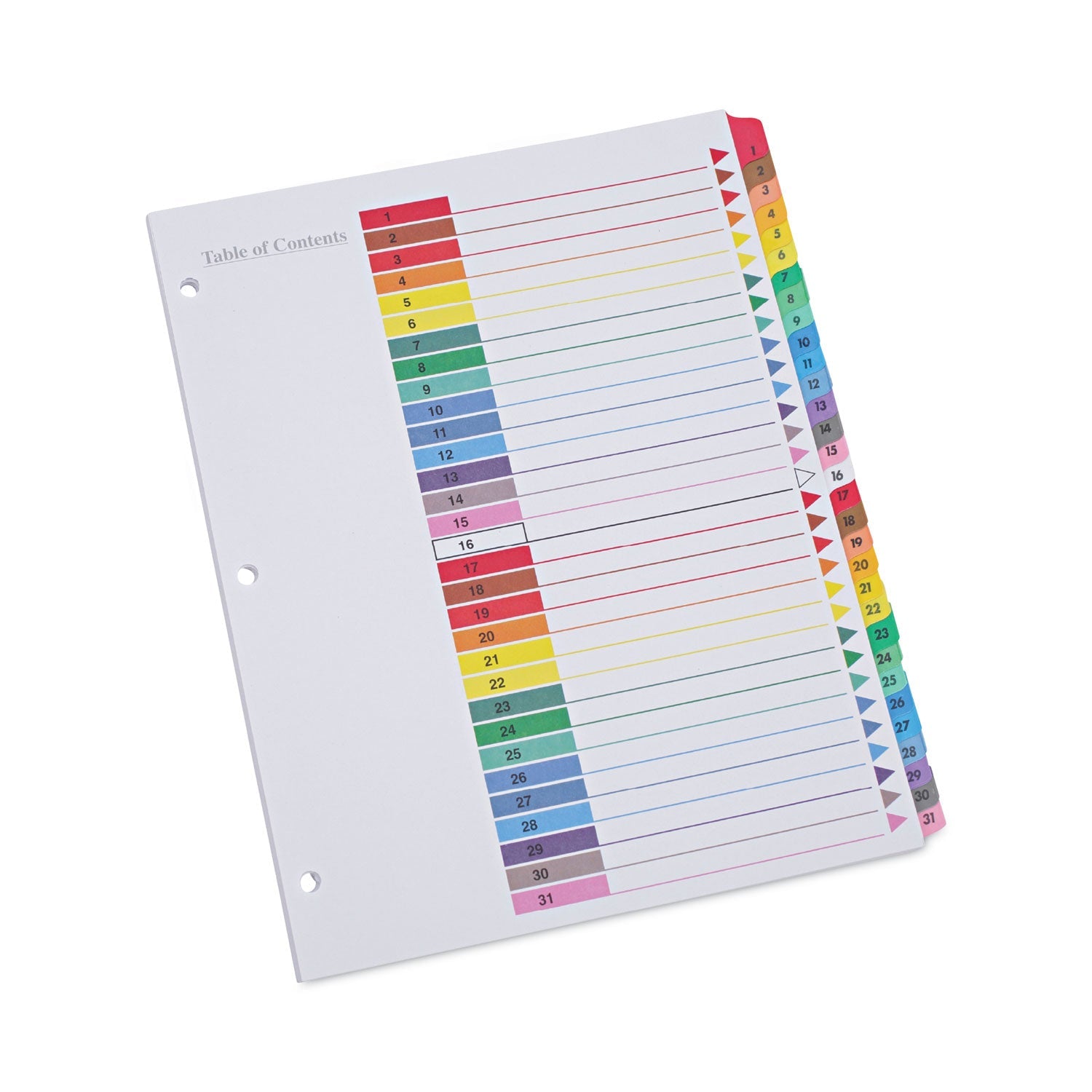 Universal® Deluxe Table Of Contents Dividers For Printers, 31-Tab, 1 To 31, 11 X 8.5, White, 1 Set