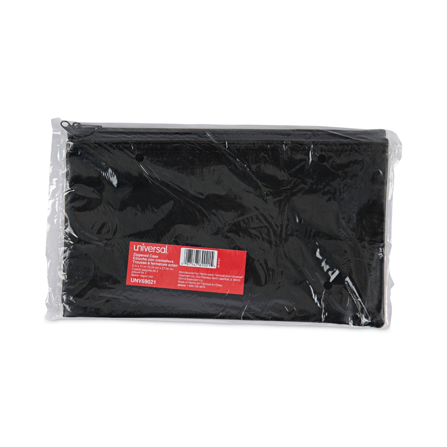 Zippered Wallets | Black Leatherette | 2/pack
