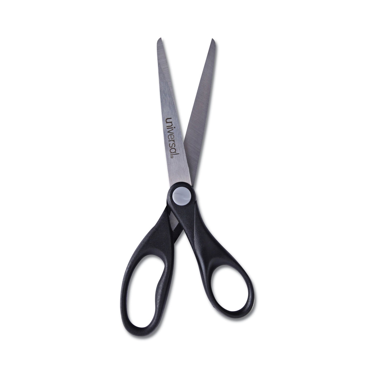 Universal® Stainless Steel Office Scissors, 7" Long, 3" Cut Length, Straight Black Handle