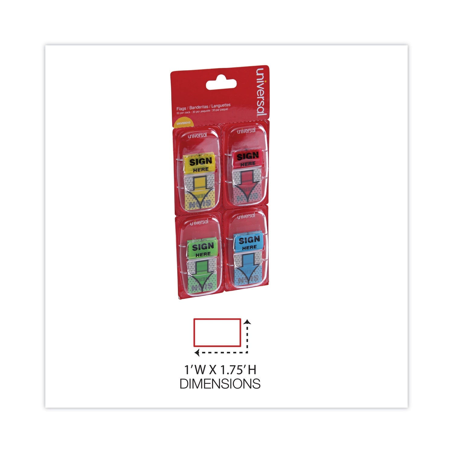 Universal® Deluxe Message Arrow Flags, "sign Here", Assorted Colors, 120/pack