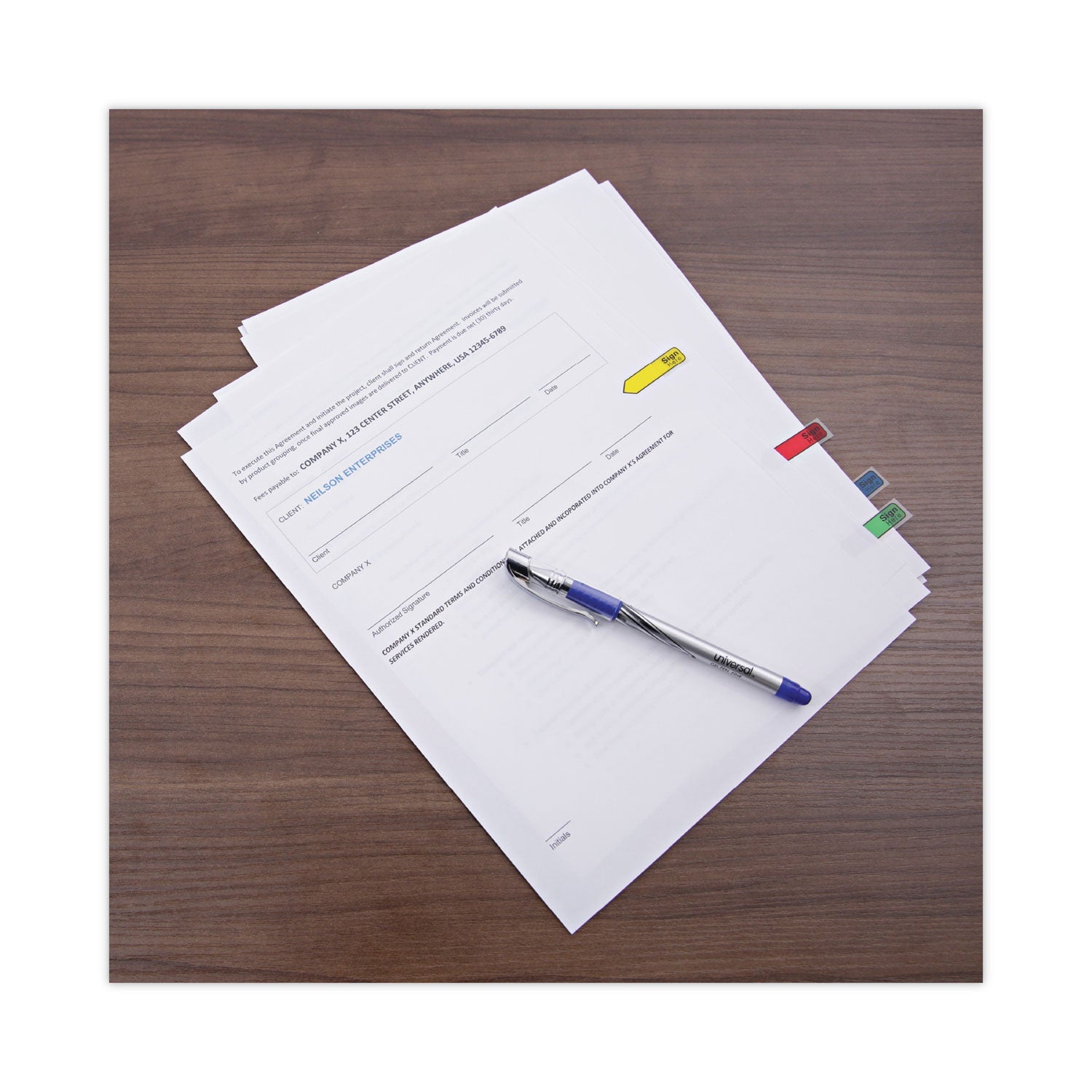 Universal® Deluxe Message Arrow Flags, "sign Here", Assorted Colors, 120/pack