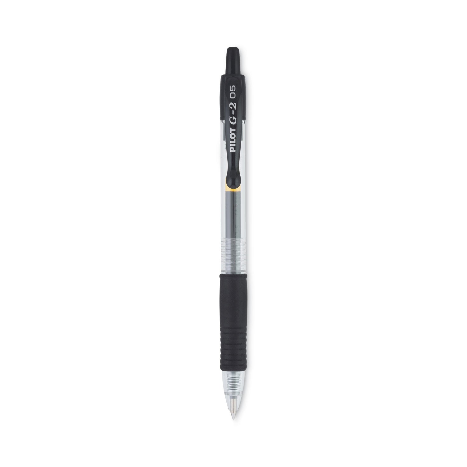Pilot® G2 Premium Gel Pen, Retractable, Extra-Fine 0.5 mm, Black Ink, Smoke/Black Barrel, Dozen