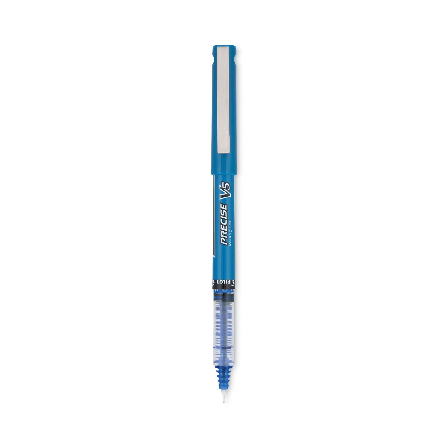 Pilot® Precise V5 Rollerball Pen, Stick, Extra-Fine 0.5 mm, Blue Ink, Blue/Clear Barrel, Dozen