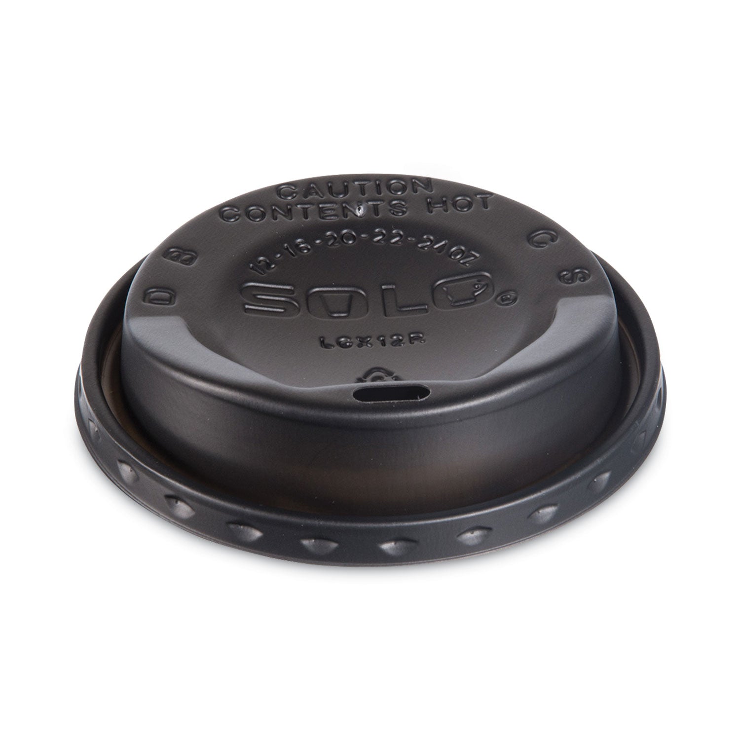 SOLO® The Gourmet Lid Hot Cup Lids for Trophy Plus, Fits 12 oz to 20 oz Cups, Plastic, Black, 125 Lids/Sleeve, 12 Sleeves/Carton