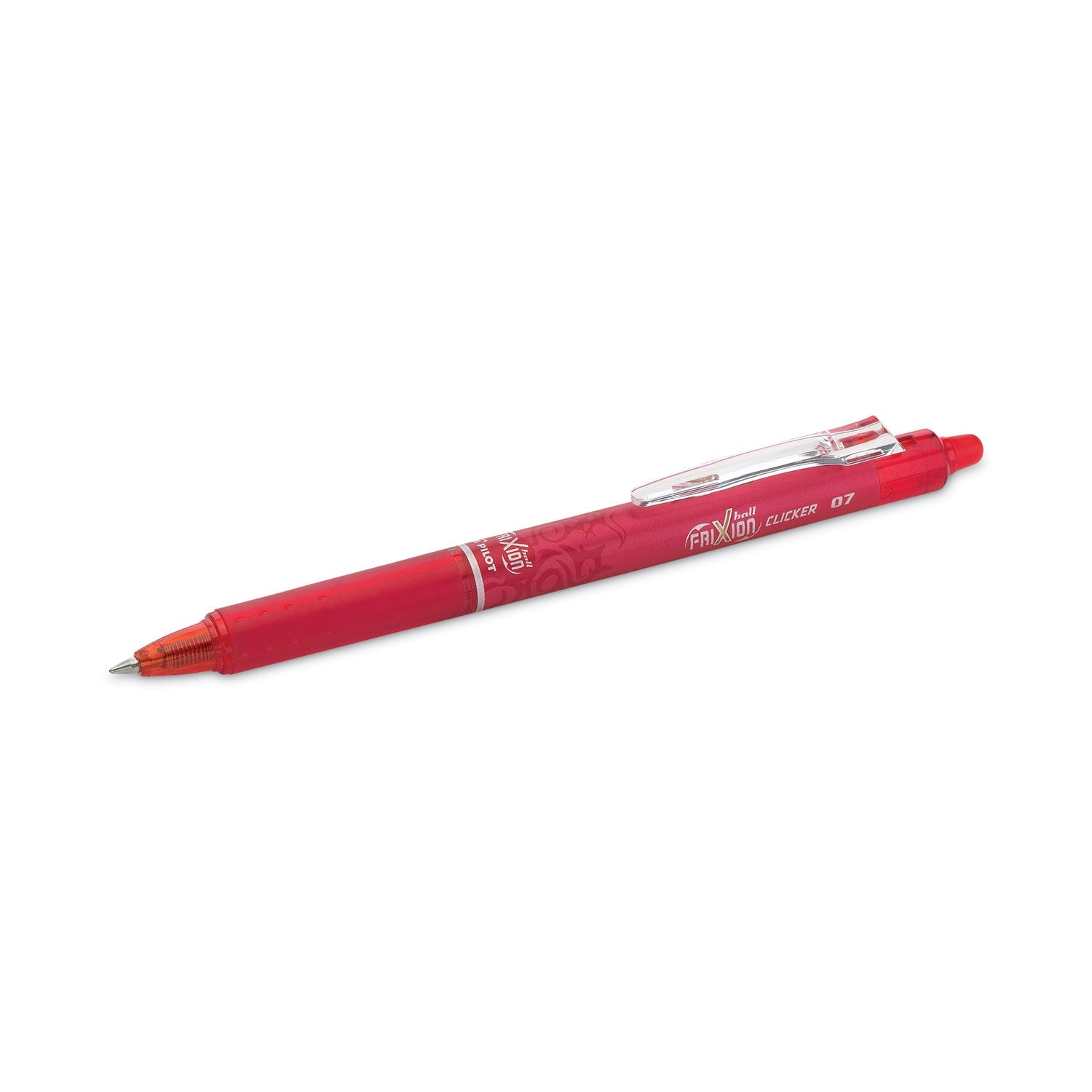 Pilot® Frixion Clicker Erasable Gel Pen, Retractable, Fine 0.7 Mm, Red Ink, Red Barrel