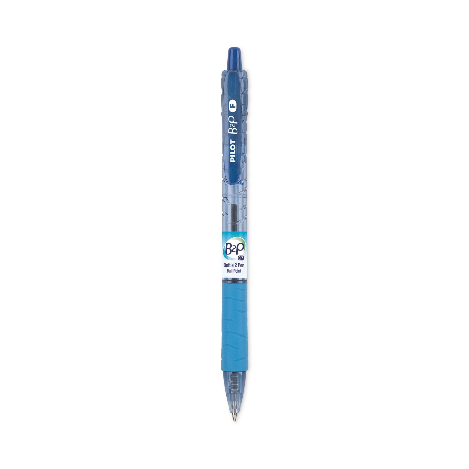 Pilot® B2p Bottle-2-Pen Recycled Ballpoint Pen, Retractable, Fine 0.7 Mm, Blue Ink, Translucent Blue Barrel, Dozen