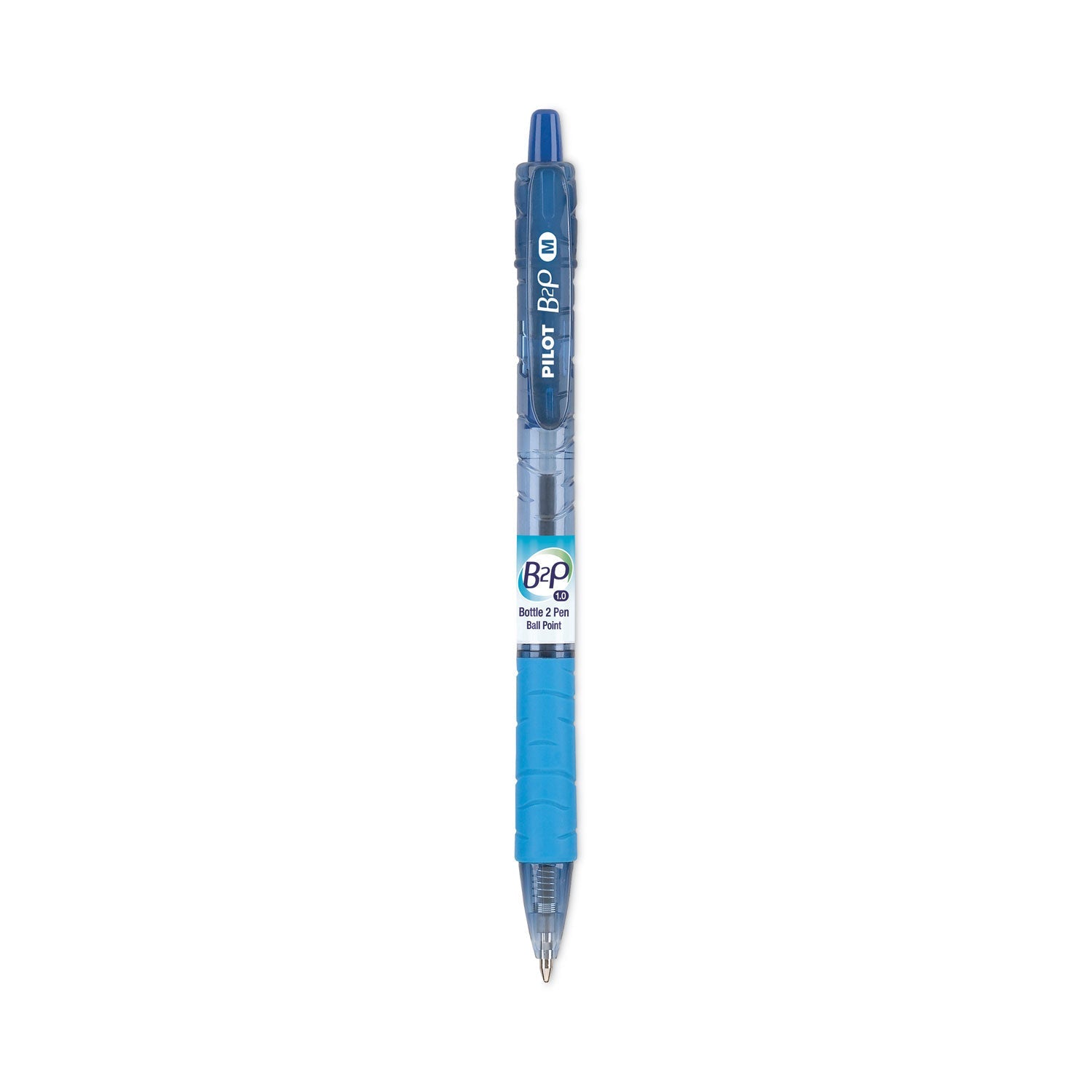 Pilot® B2p Bottle-2-Pen Recycled Ballpoint Pen, Retractable, Medium 1 Mm, Blue Ink, Translucent Blue Barrel, Dozen