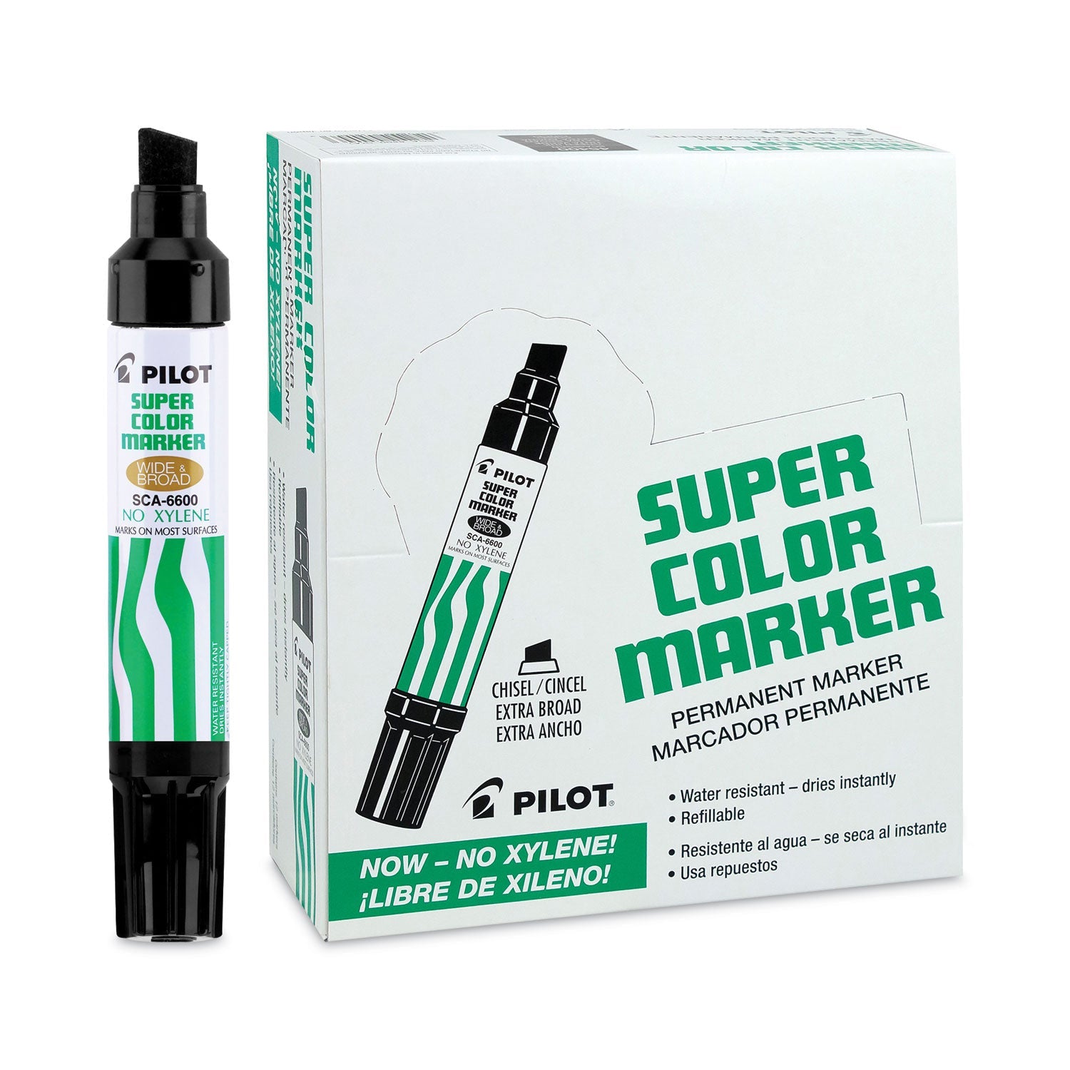 Pilot® Jumbo Refillable Permanent Marker, Broad Chisel Tip, Black