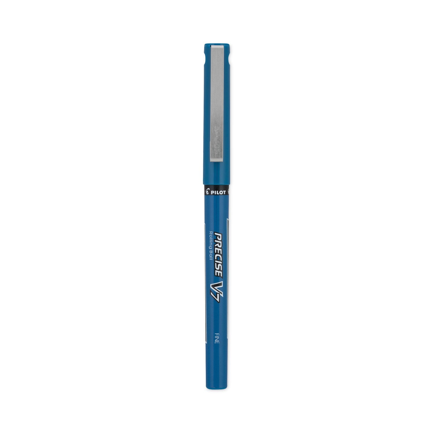 Pilot® Precise V7 Rollerball Pen, Stick, Fine 0.7 mm, Blue Ink, Blue/Clear Barrel, Dozen
