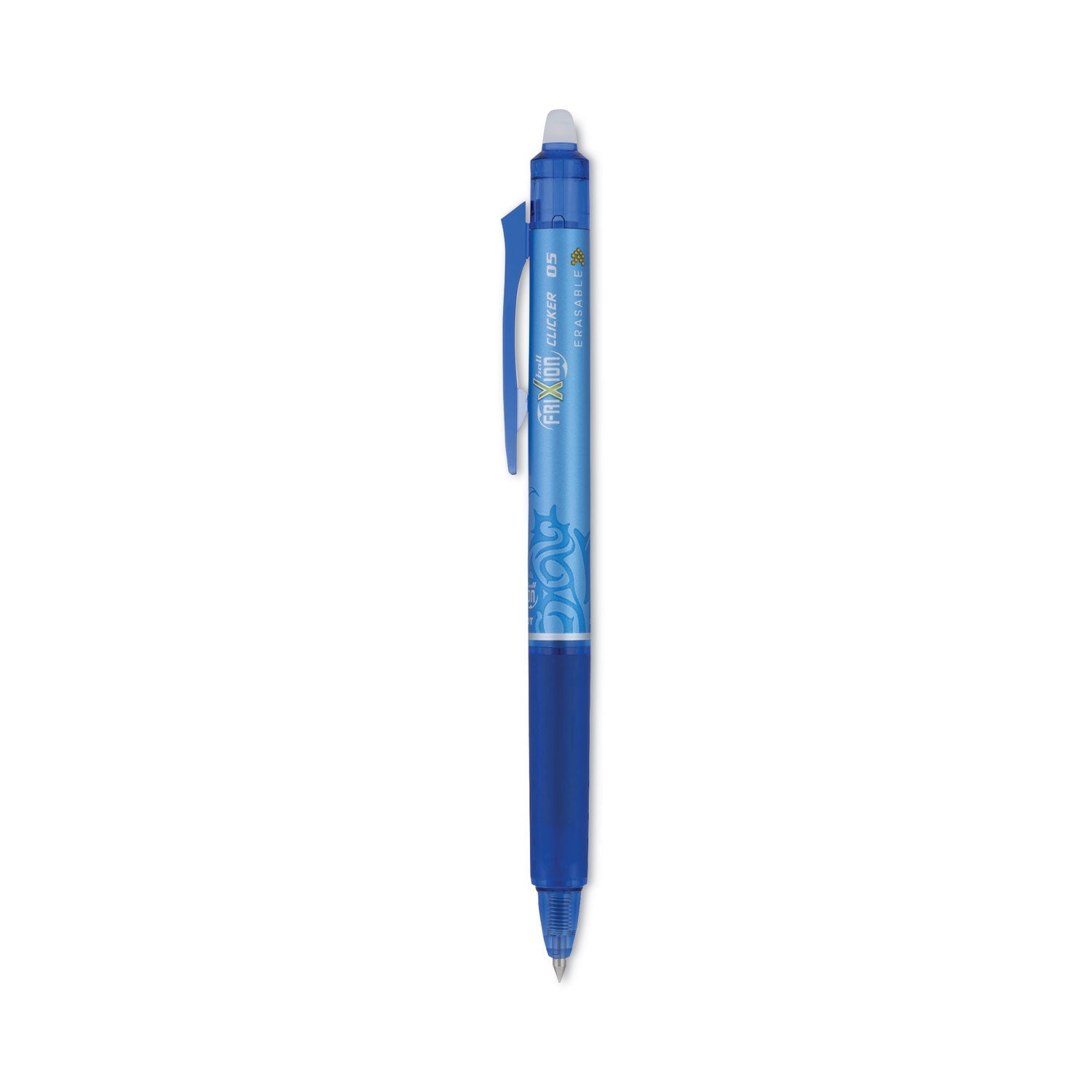 Pilot® FriXion Clicker Erasable Gel Pen, Retractable, Extra-Fine 0.5 mm, Blue Ink, Blue Barrel, Dozen