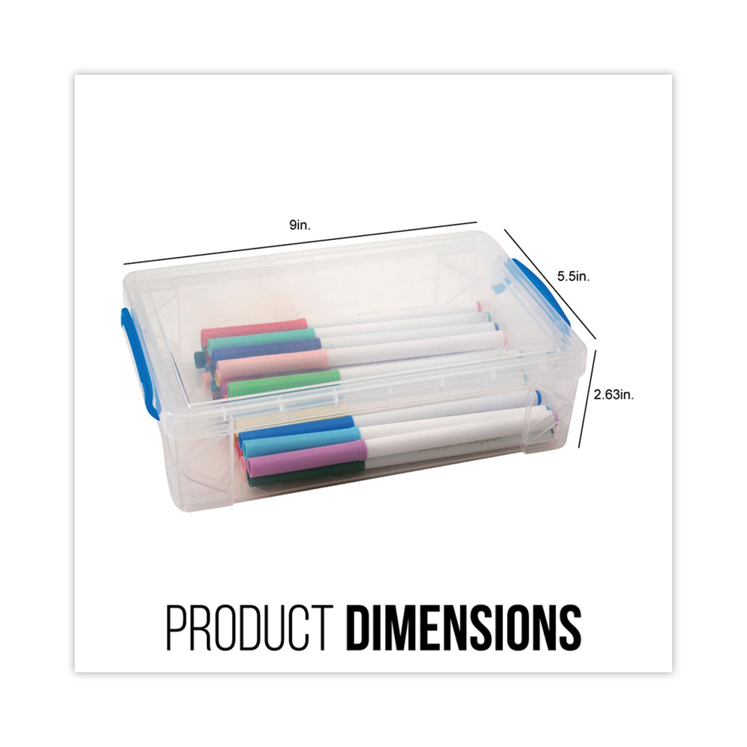 Advantus Super Stacker Large Pencil Box, 9" x 5.5" x 2.62", Clear