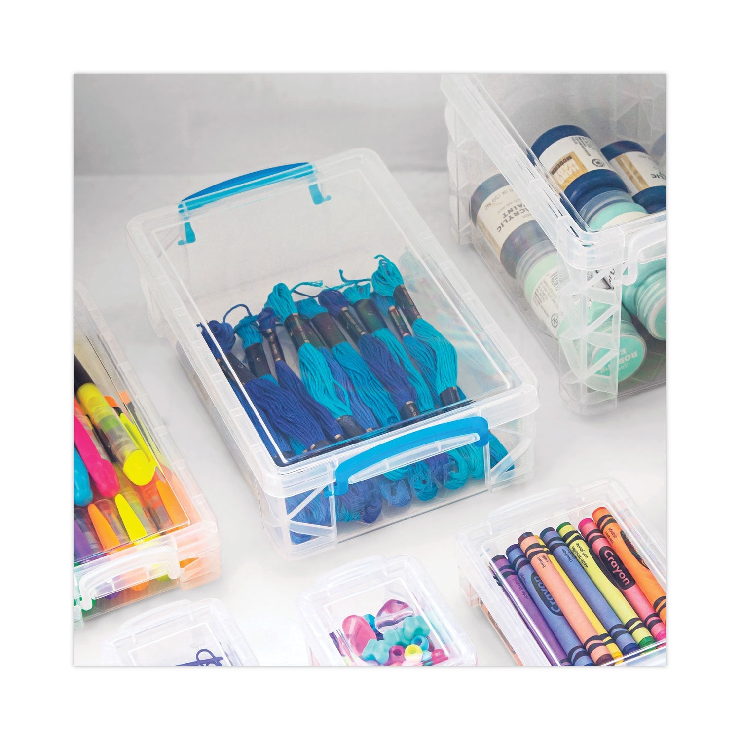 Advantus Super Stacker Large Pencil Box, 9" x 5.5" x 2.62", Clear