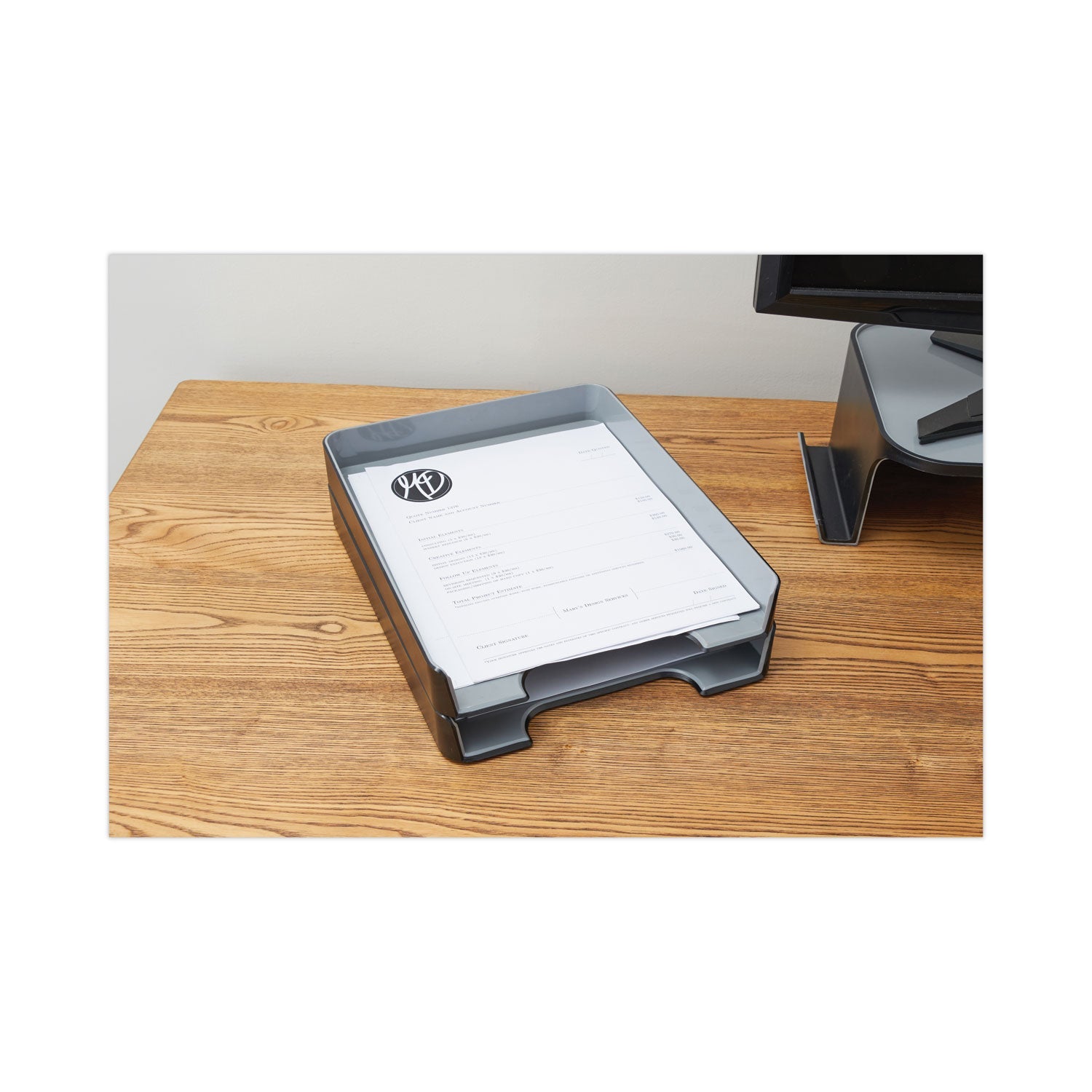 Advantus Fusion Letter Tray, 1 Section, Letter Size Files, 9.75" x 12.5" x 1.75", Black