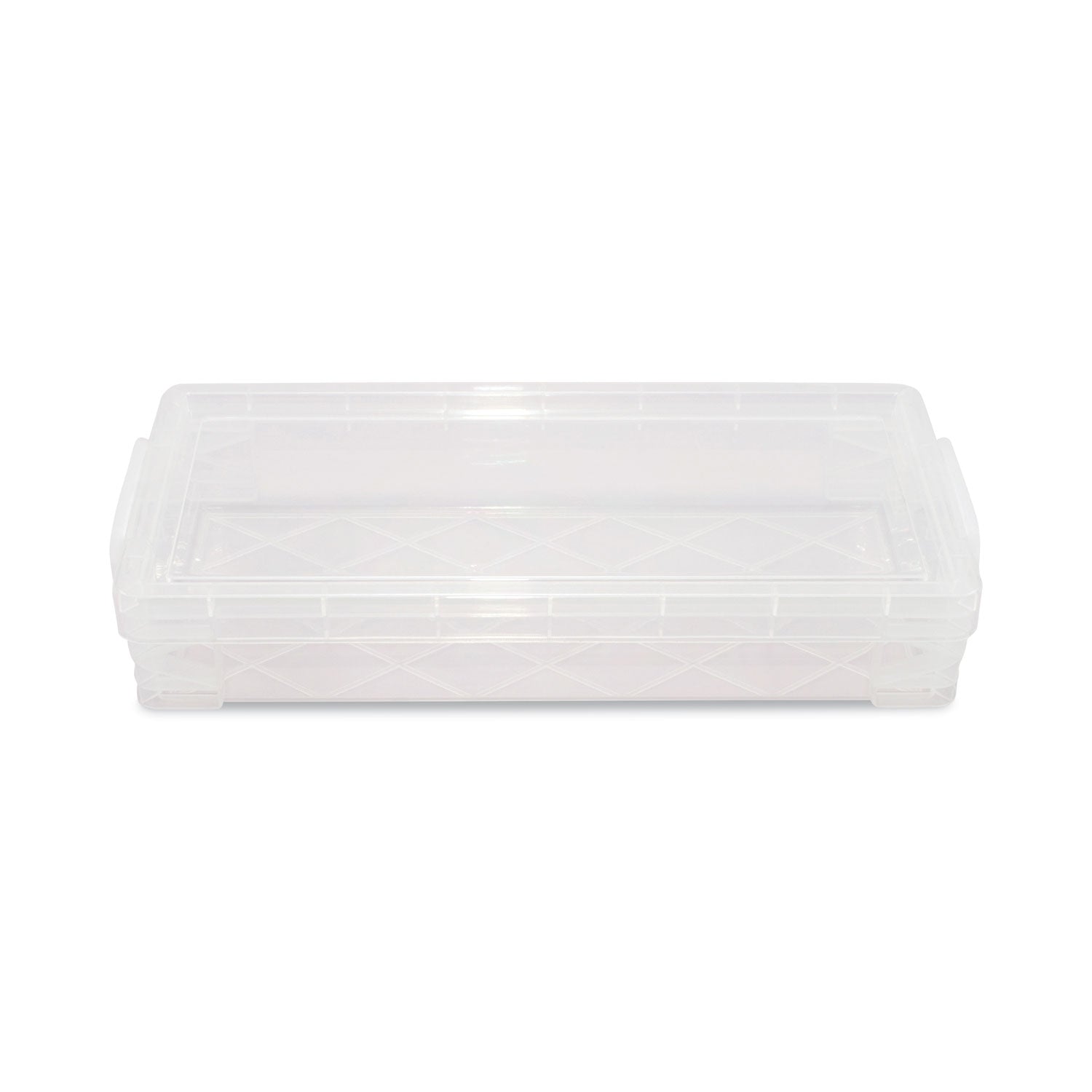 Advantus Super Stacker Pencil Box, 8.25" x 3.75" x 1.5", Clear