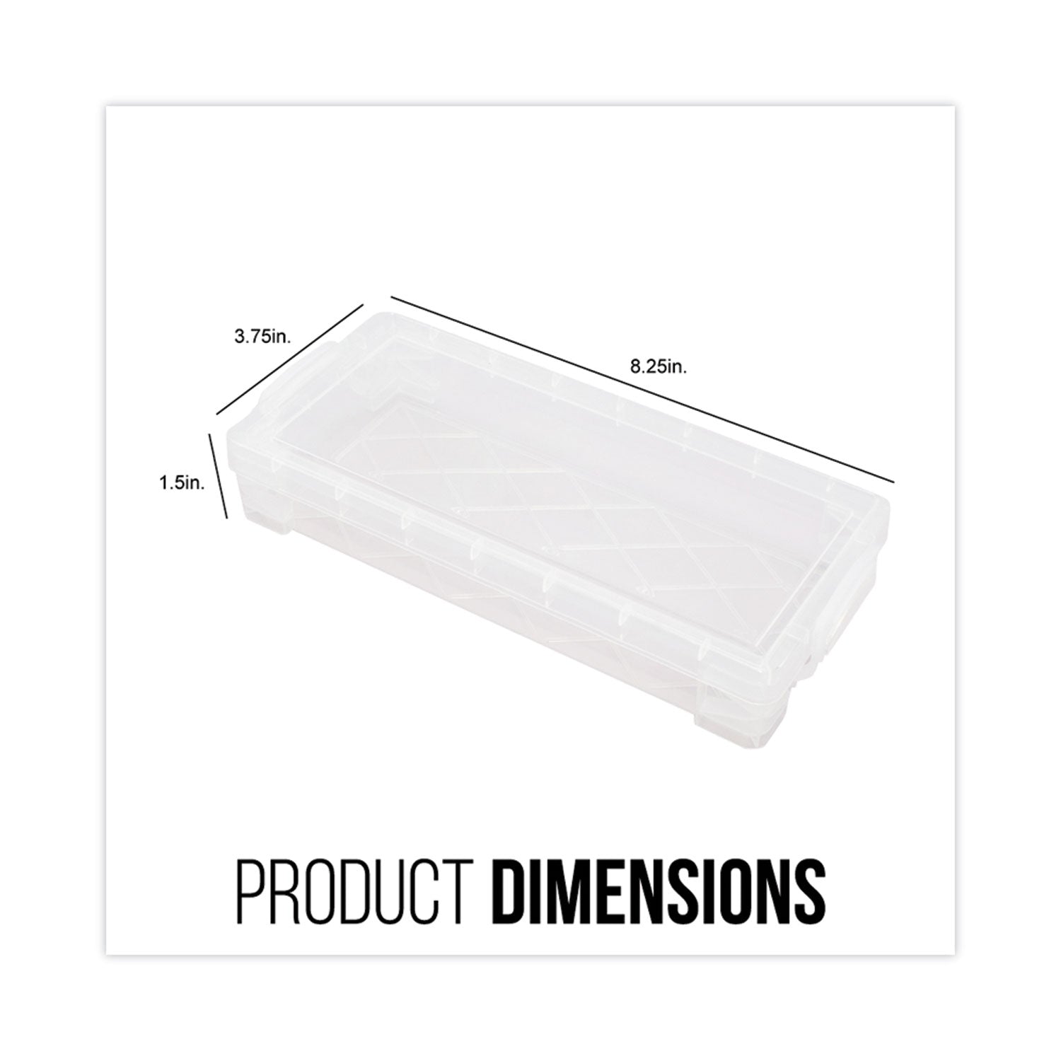 Advantus Super Stacker Pencil Box, 8.25" x 3.75" x 1.5", Clear