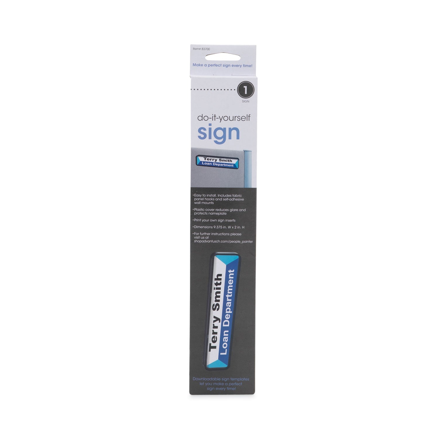 Advantus Panel Wall Sign Name Holder, Acrylic, 9 X 2, 6/pack, Clear