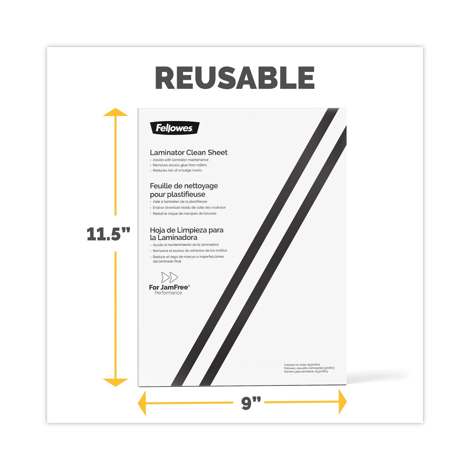 Fellowes® Laminator Cleaning Sheets, 3 To 10 Mil, 8.5" X 11", White, 10/pack