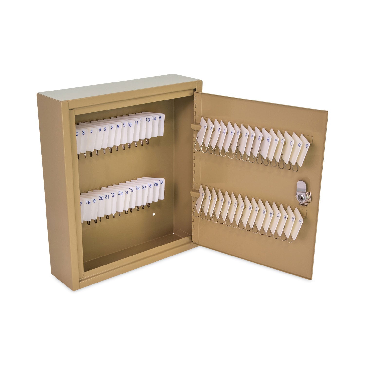 CONTROLTEK® Key Lockable Key Cabinet, 60-Key, Metal, Sand, 10.63 x 3 x 12.13