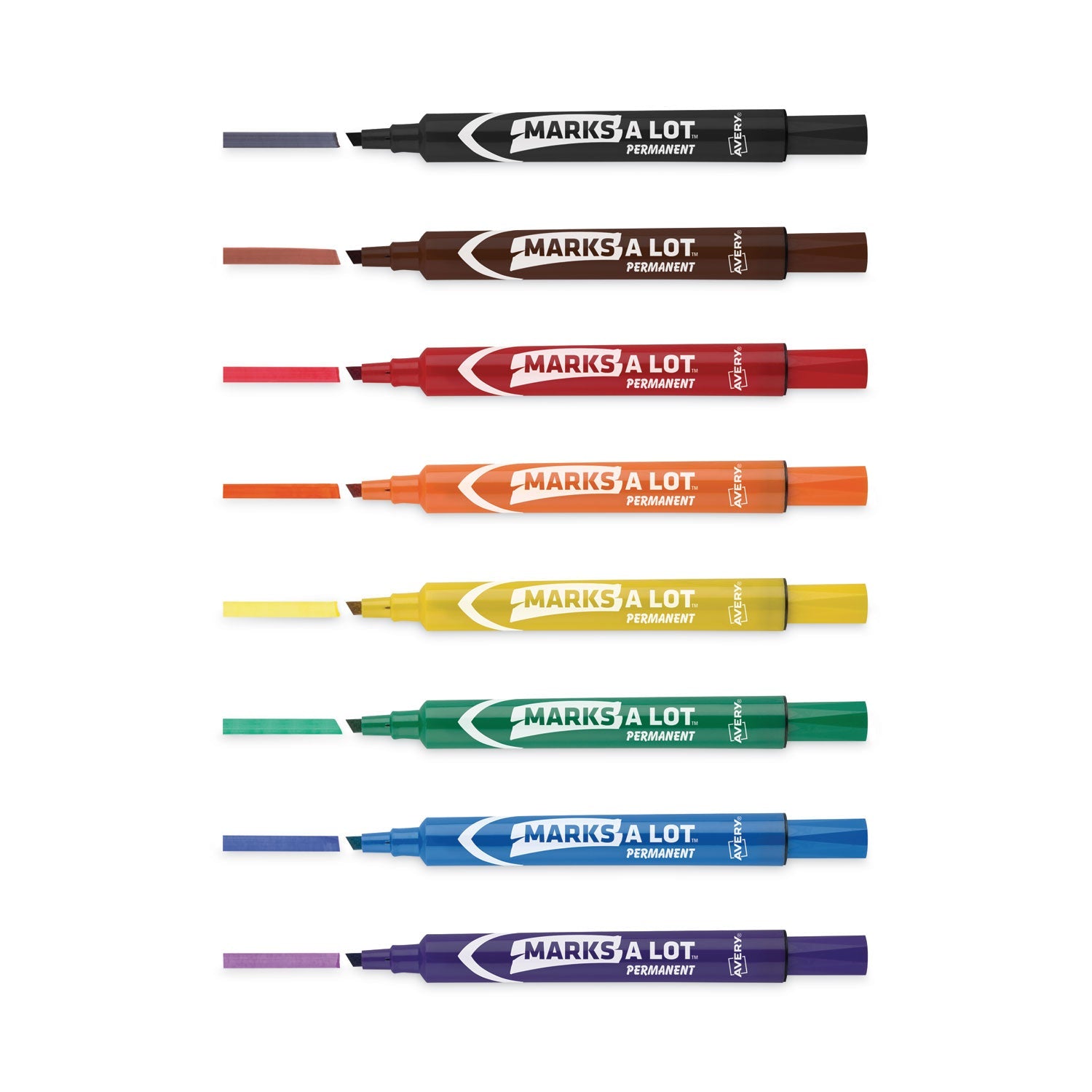 Avery® Marks A Lot Large Desk-Style Permanent Marker, Broad Chisel Tip, Assorted Colors, 12/set (24800)