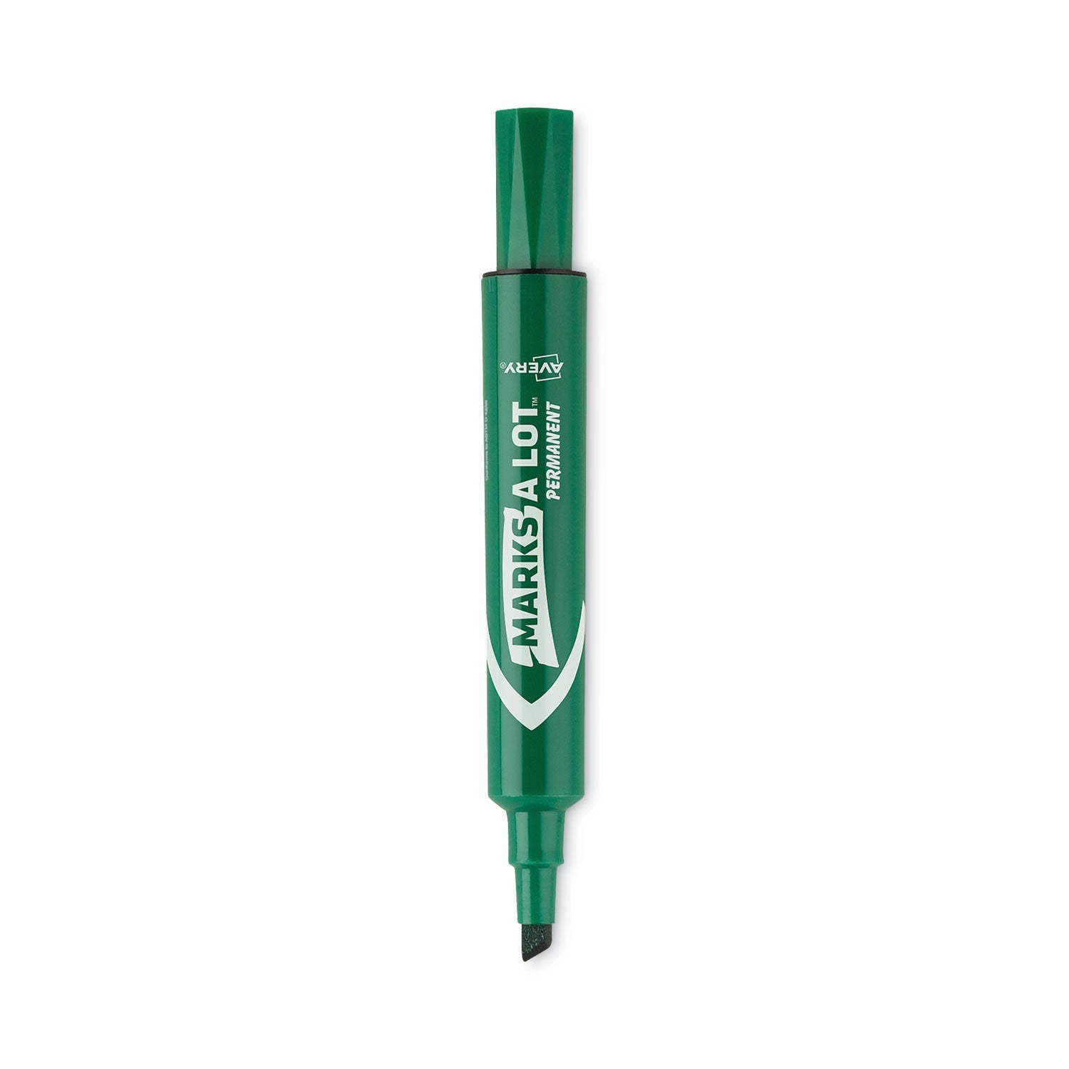 Avery® Marks A Lot Regular Desk-Style Permanent Marker, Broad Chisel Tip, Green, Dozen (7885)
