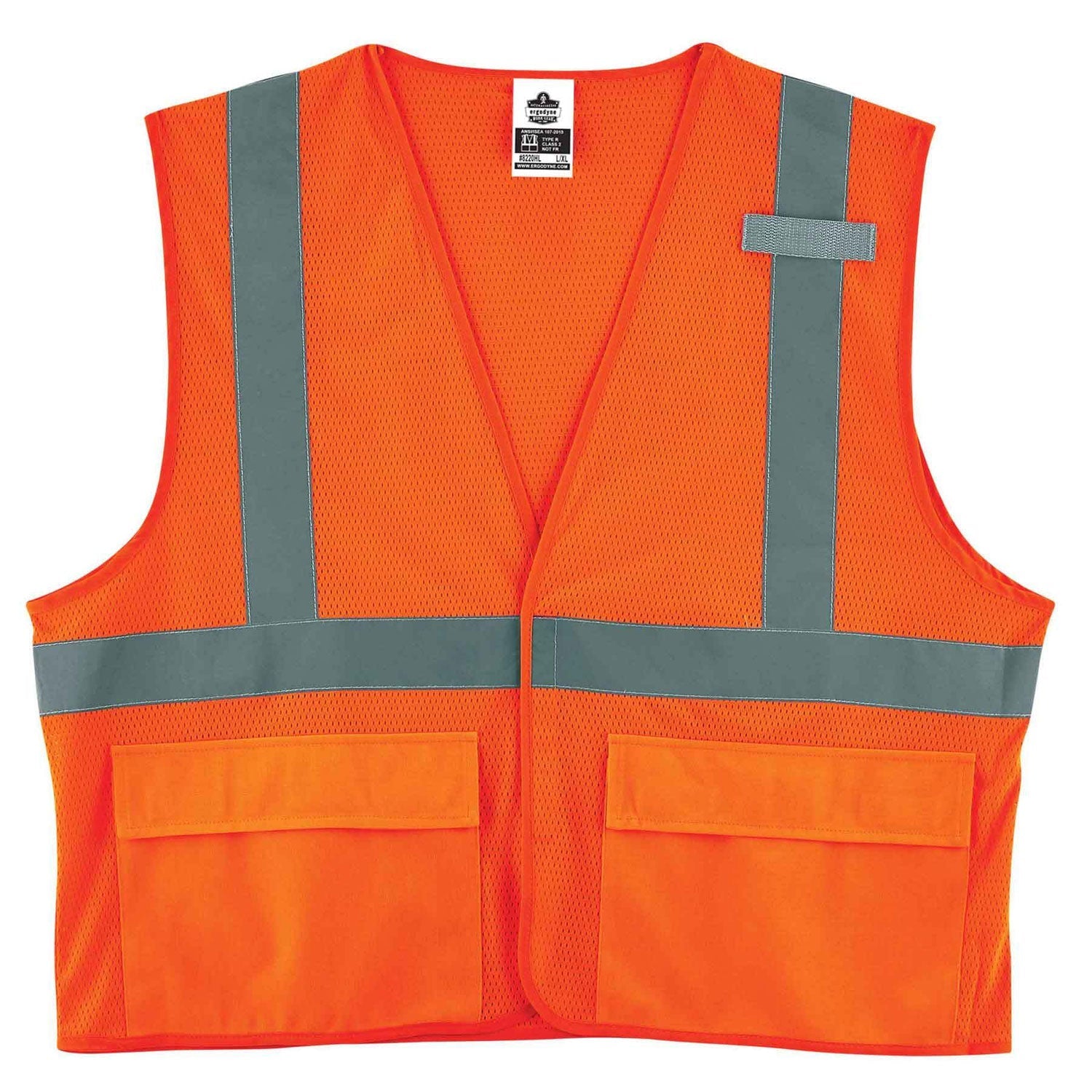ergodyne® GloWear 8220HL Class 2 Standard Mesh Hook and Loop Vest, Polyester, Large/X-Large, Orange