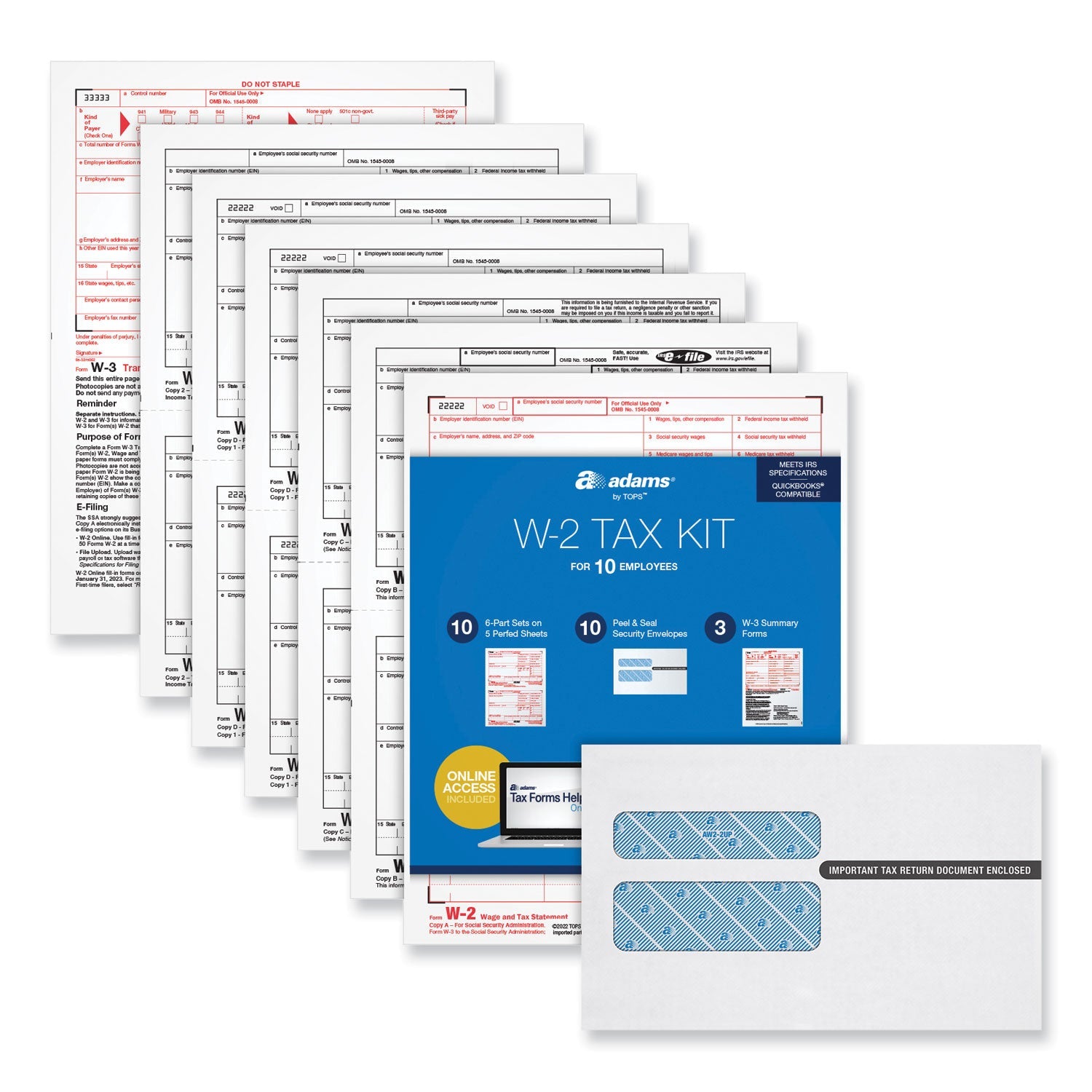Adams® W-2 Tax Form Kit | 10 Employees