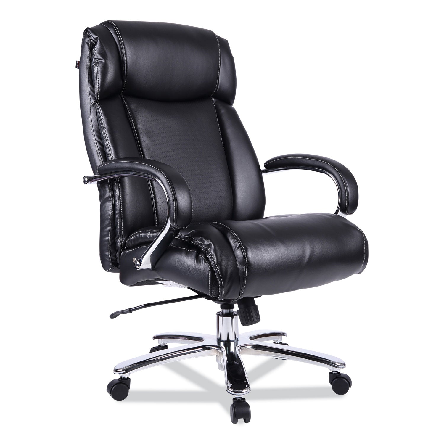 Alera® Alera Maxxis Series Big/Tall Bonded Leather Chair, Supports 500 lb, 19.7" to 25" Seat Height, Black Seat/Back, Chrome Base