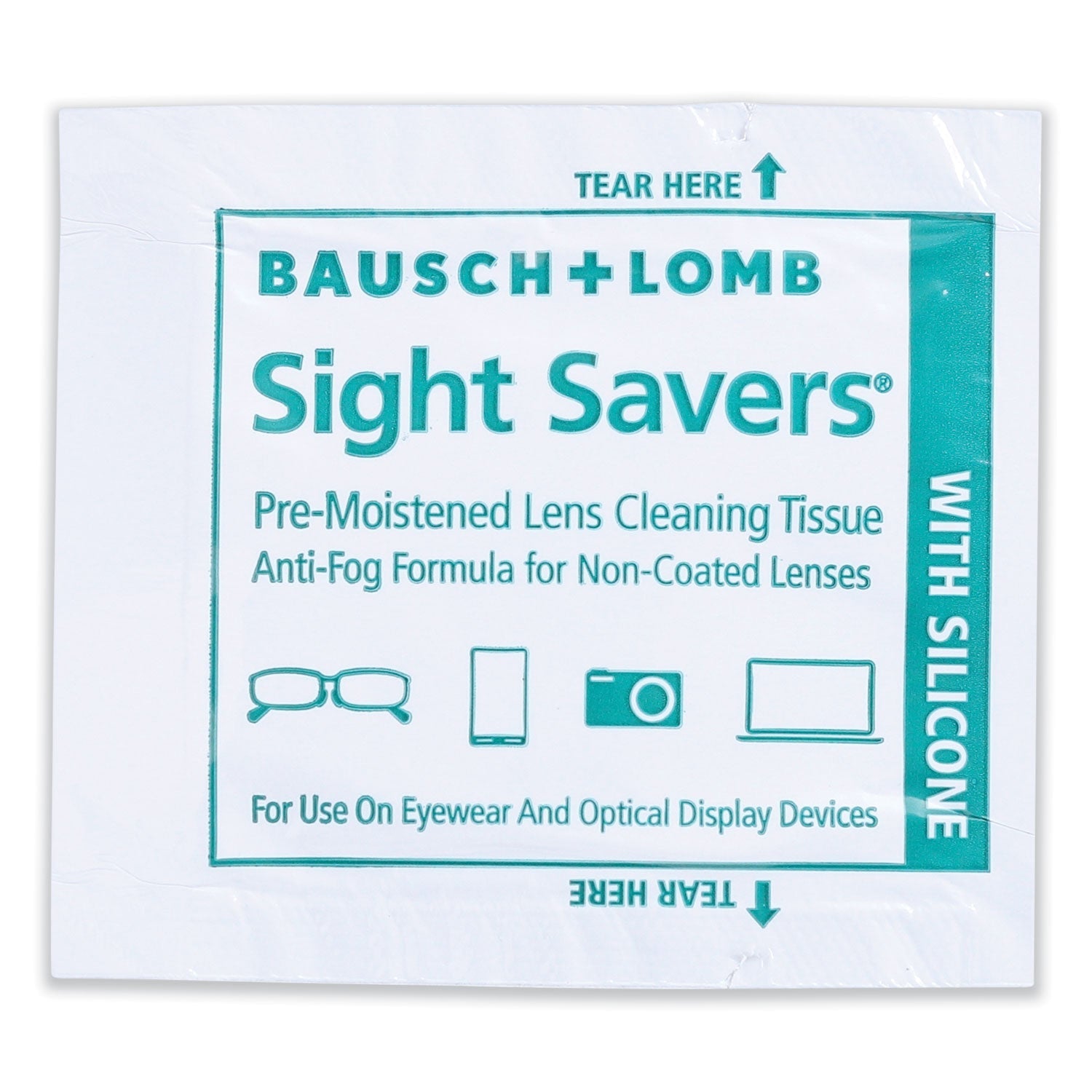 Bausch & Lomb Sight Savers Pre-Moistened Anti-Fog Tissues With Silicone, 8 X 5, 100/box - Bloom Skins