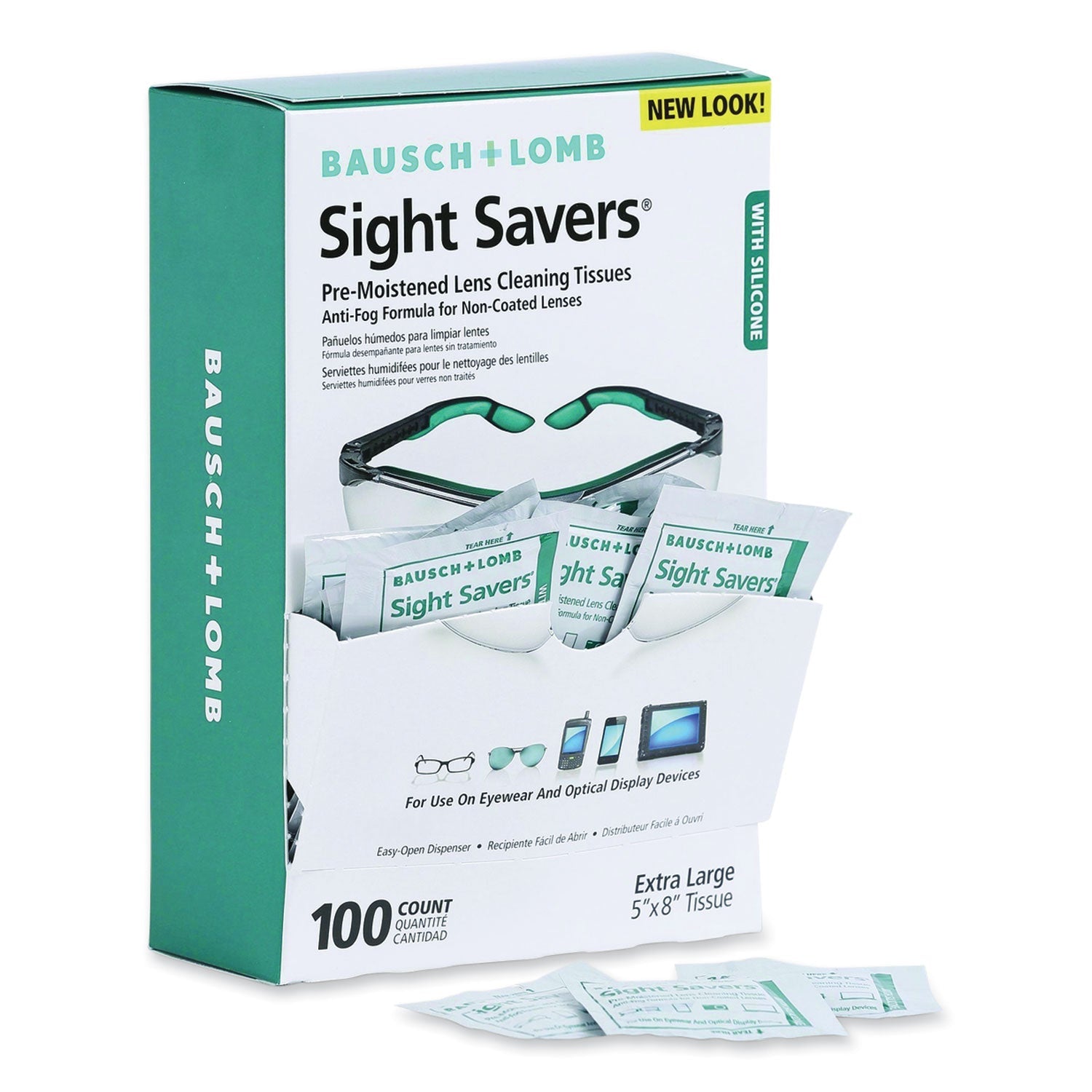 Bausch & Lomb Sight Savers Pre-Moistened Anti-Fog Tissues With Silicone, 8 X 5, 100/box - Bloom Skins