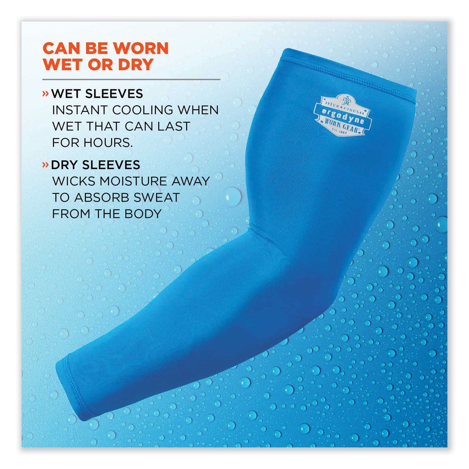 ergodyne® Chill-Its 6690 Performance Knit Cooling Arm Sleeve, Polyester/Spandex, X-Large, Blue, 2 Sleeves - Bloom Skins