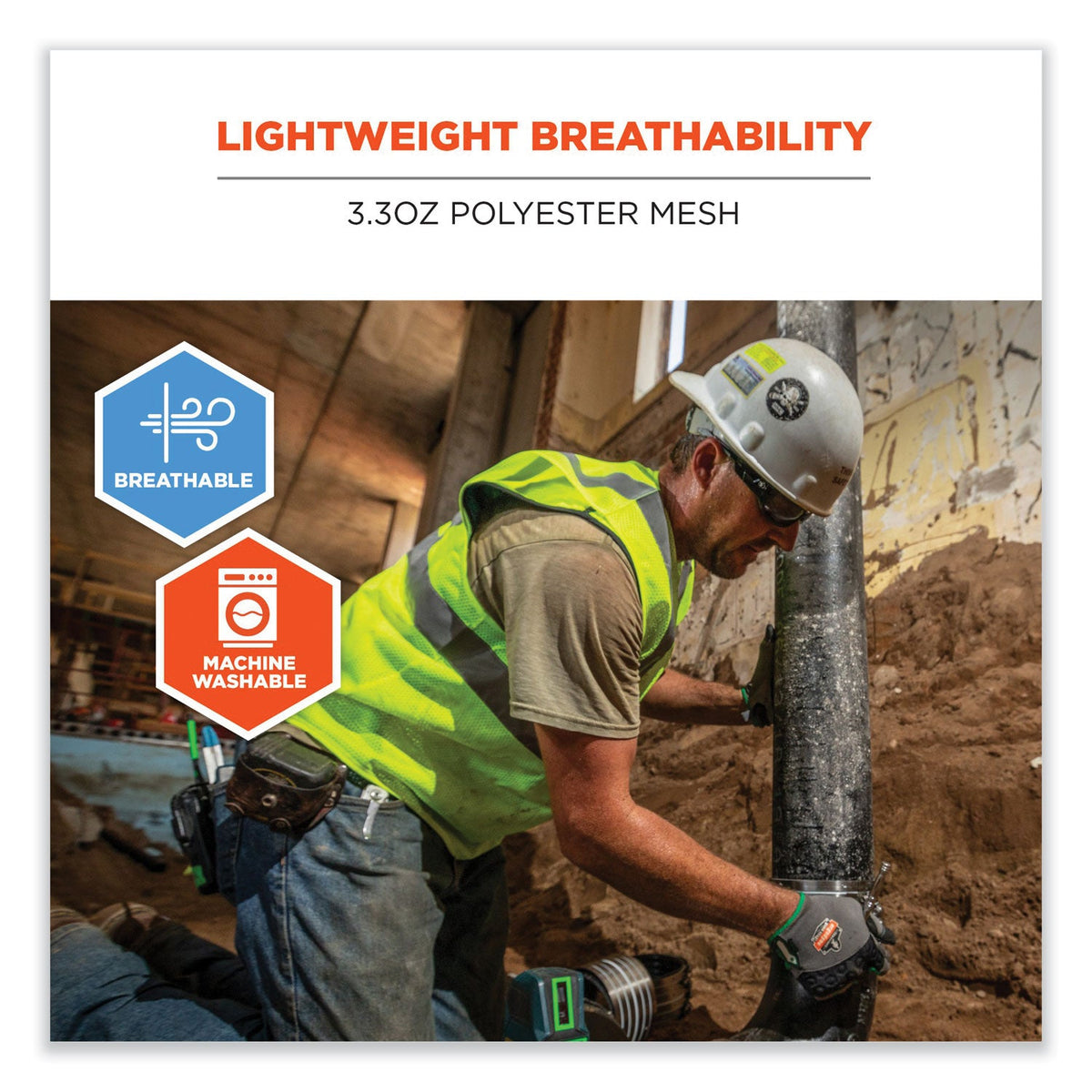 ergodyne® GloWear 8210HL Class 2 Economy Mesh Hook and Loop Vest, Polyester, X-Small, Orange