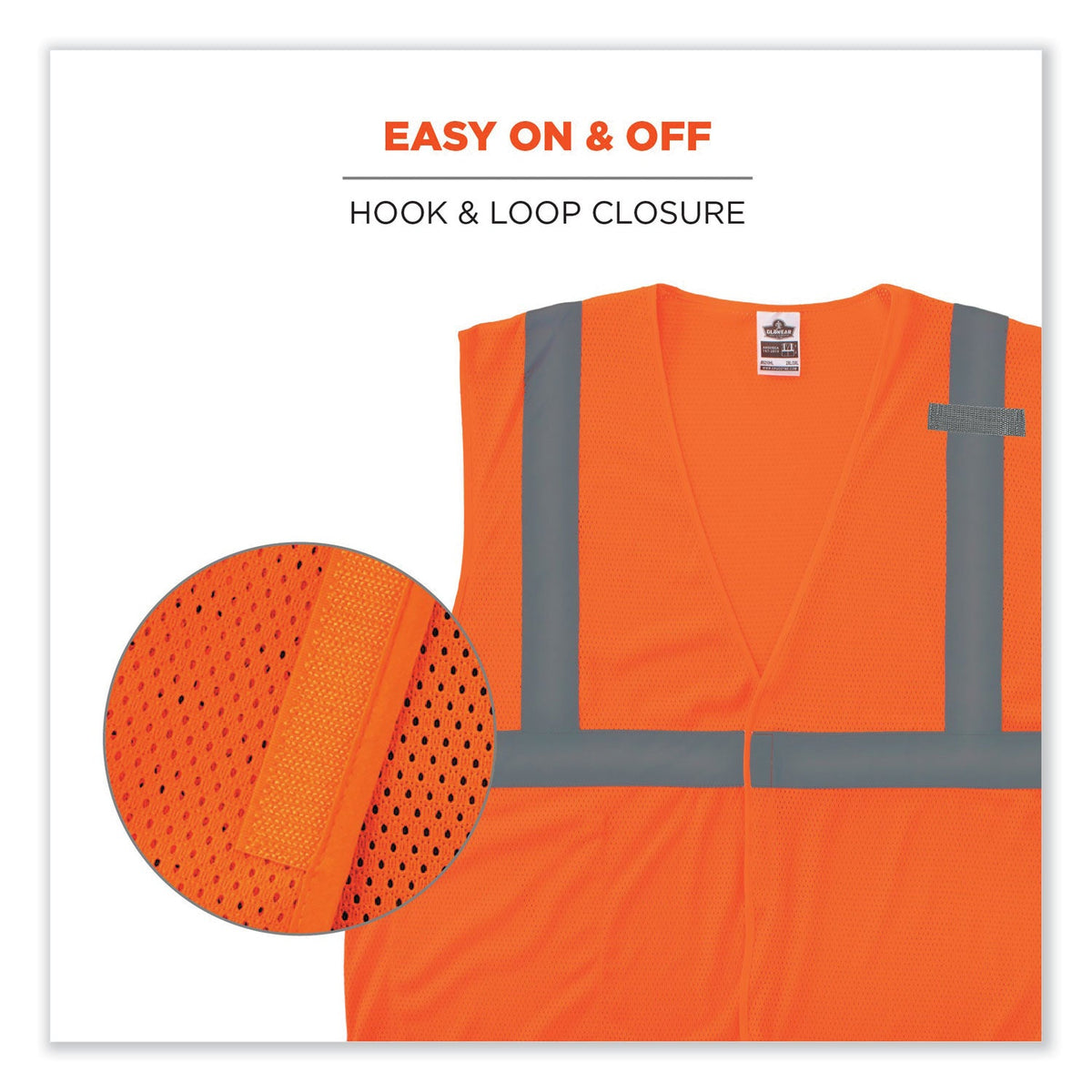 ergodyne® GloWear 8210HL Class 2 Economy Mesh Hook and Loop Vest, Polyester, X-Small, Orange