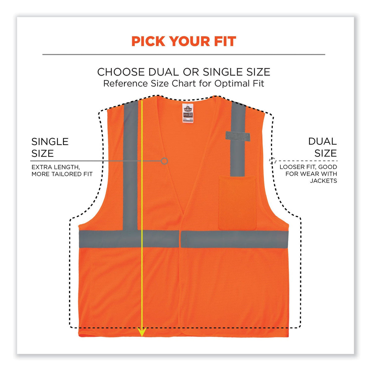 ergodyne® GloWear 8210HL Class 2 Economy Mesh Hook and Loop Vest, Polyester, X-Small, Orange