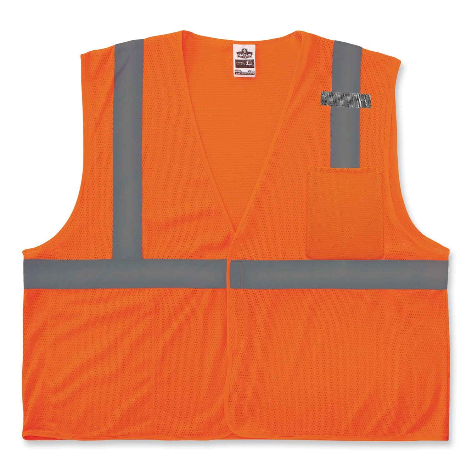 ergodyne® GloWear 8210HL Class 2 Economy Mesh Hook and Loop Vest, Polyester, 2X-Large/3X-Large, Orange