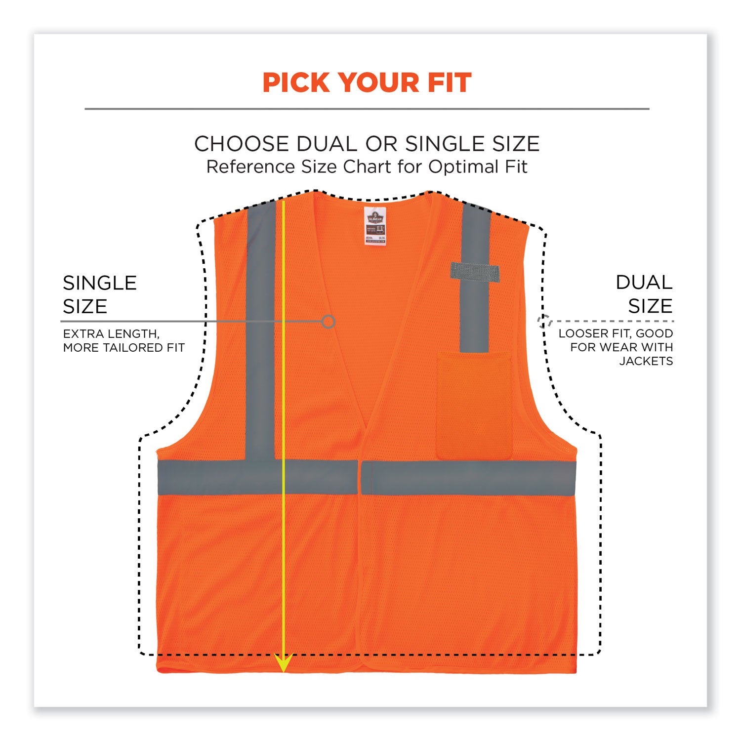 ergodyne® GloWear 8210HL Class 2 Economy Mesh Hook and Loop Vest, Polyester, 2X-Large/3X-Large, Orange