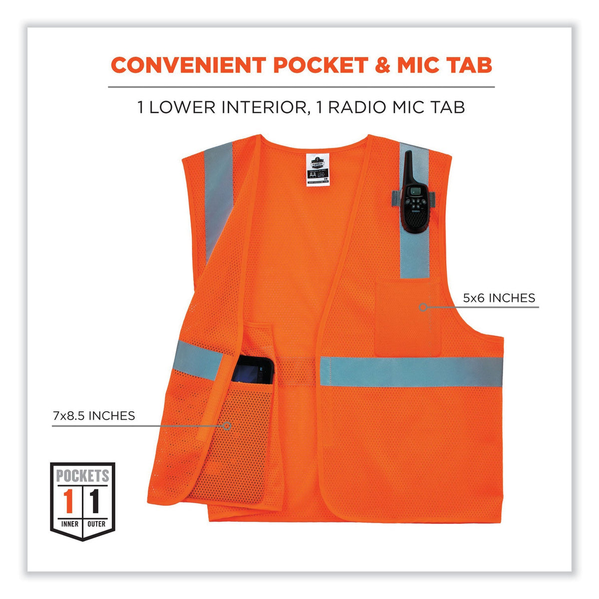 ergodyne® GloWear 8210HL Class 2 Economy Mesh Hook and Loop Vest, Polyester, 4X-Large/5X-Large, Orange