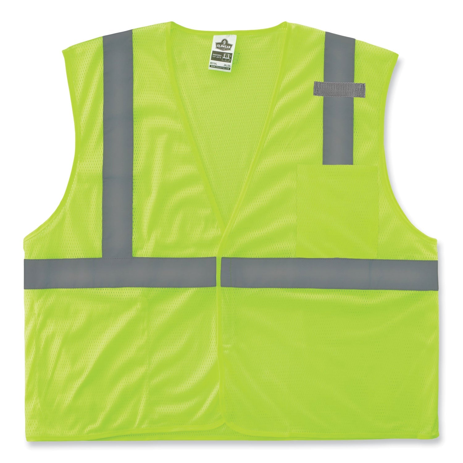 ergodyne® GloWear 8210HL Class 2 Economy Mesh Hook and Loop Vest, Polyester, Small/Medium, Lime