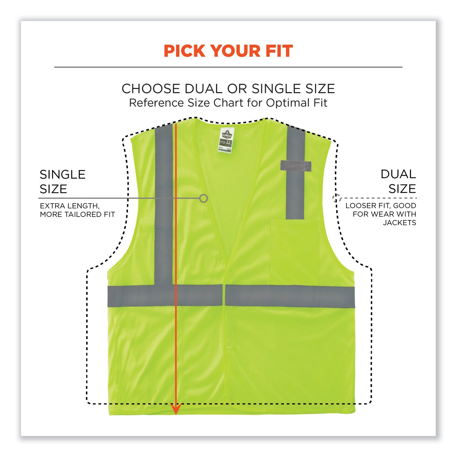ergodyne® GloWear 8210HL Class 2 Economy Mesh Hook and Loop Vest, Polyester, 2X-Large/3X-Large, Lime