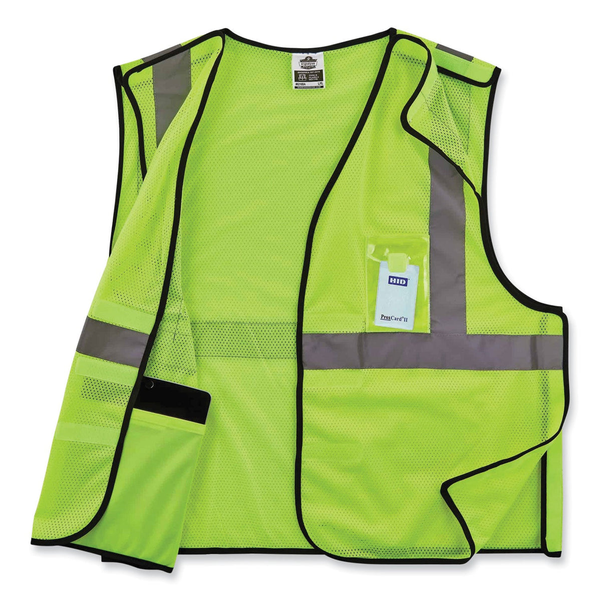 ergodyne® GloWear 8216BA Class 2 Breakaway Mesh ID Holder Vest, Polyester, Large/X-Large, Lime