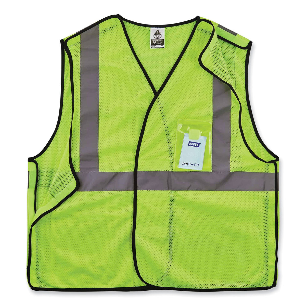 ergodyne® GloWear 8216BA Class 2 Breakaway Mesh ID Holder Vest, Polyester, 4X-Large/5X-Large, Lime