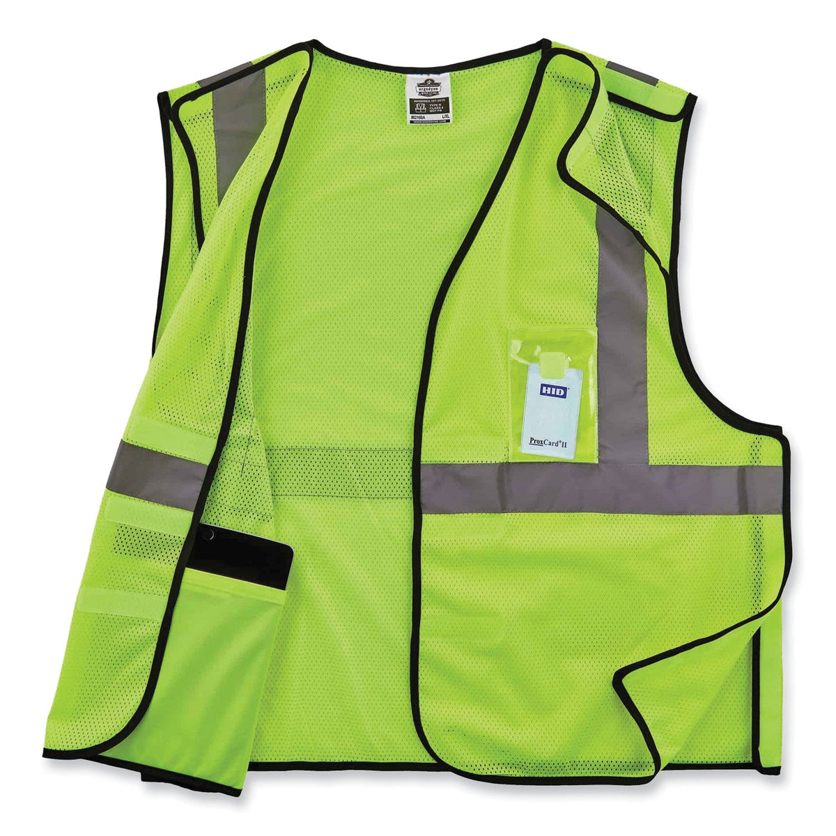 ergodyne® GloWear 8216BA Class 2 Breakaway Mesh ID Holder Vest, Polyester, 4X-Large/5X-Large, Lime