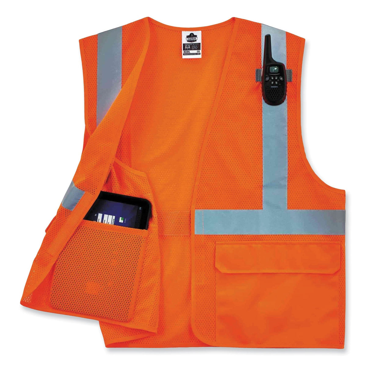 ergodyne® GloWear 8220HL Class 2 Standard Mesh Hook and Loop Vest, Polyester, Small/Medium, Orange