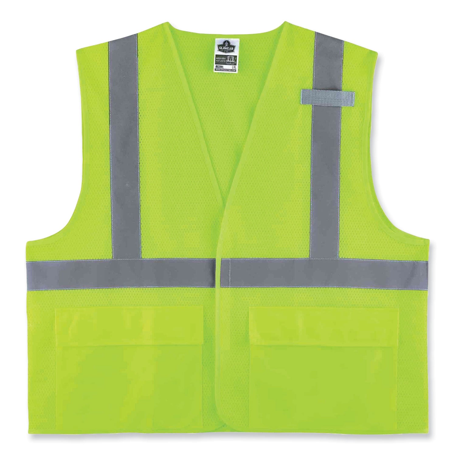 ergodyne® GloWear 8220HL Class 2 Standard Mesh Hook and Loop Vest, Polyester, Small/Medium, Lime