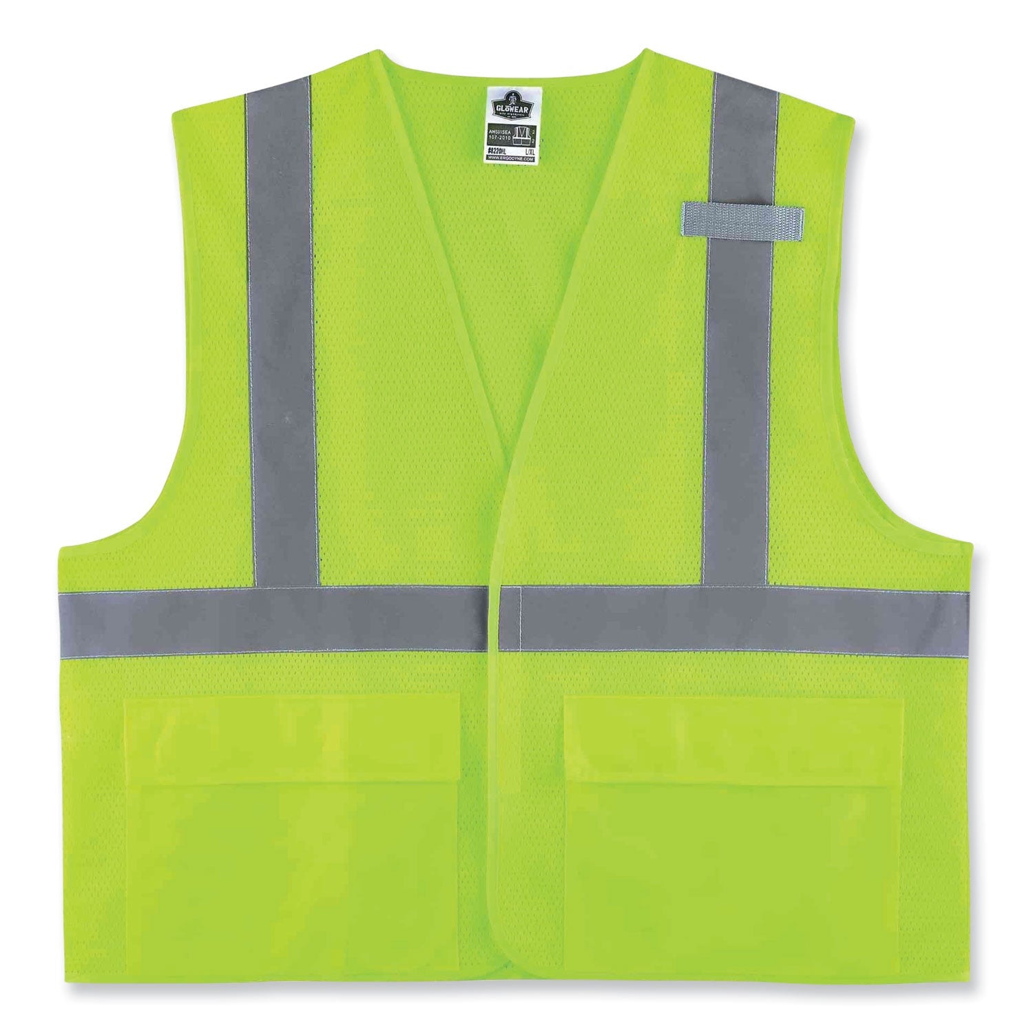 ergodyne® GloWear 8220HL Class 2 Standard Mesh Hook and Loop Vest, Polyester, Large/X-Large, Lime